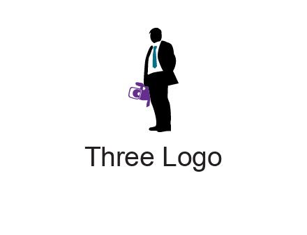 silhouette person holding movie camera logo