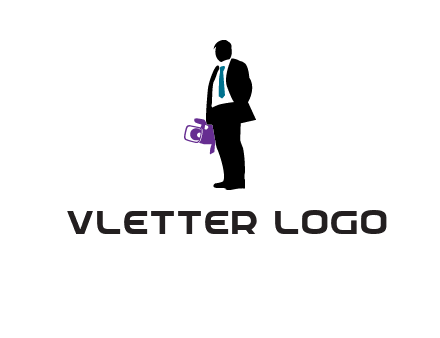 silhouette person holding movie camera logo