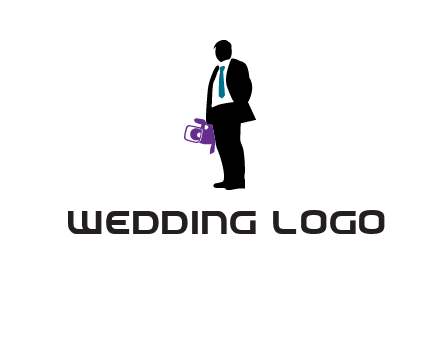 silhouette person holding movie camera logo
