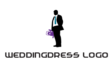 silhouette person holding movie camera logo