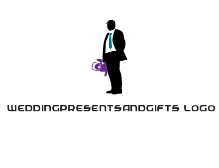 silhouette person holding movie camera logo