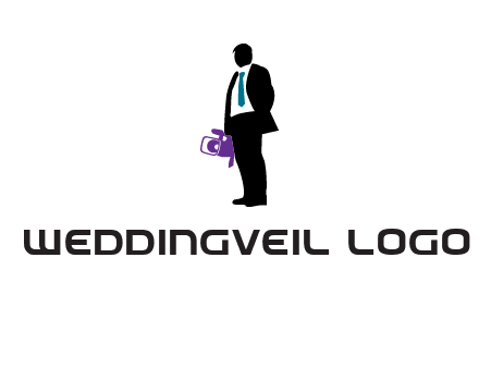 silhouette person holding movie camera logo