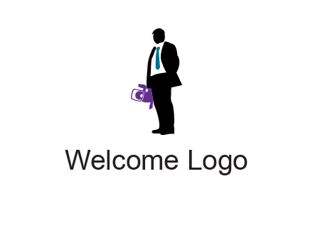 silhouette person holding movie camera logo