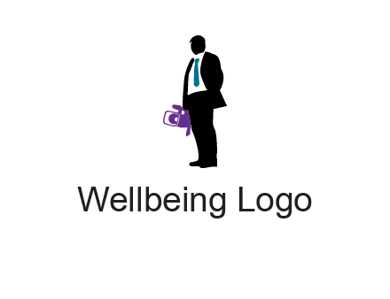 silhouette person holding movie camera logo