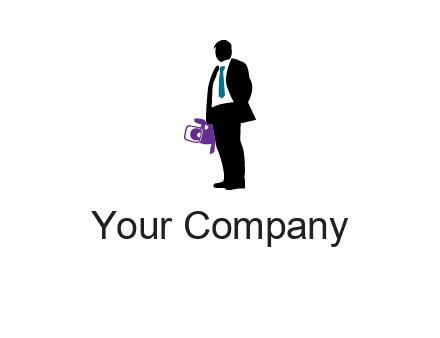 silhouette person holding movie camera logo