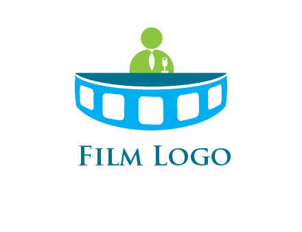 abstract person behind the film reel table logo