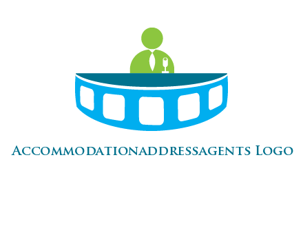 abstract person behind the film reel table logo