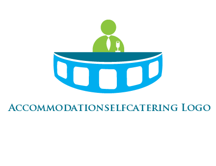 abstract person behind the film reel table logo