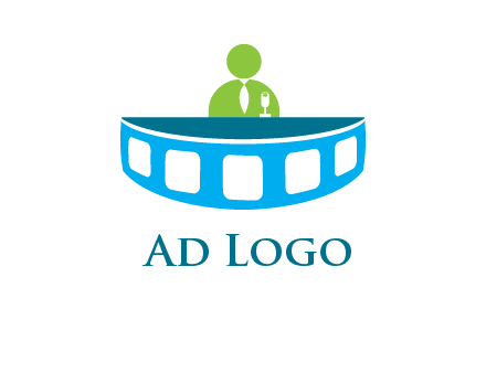 abstract person behind the film reel table logo