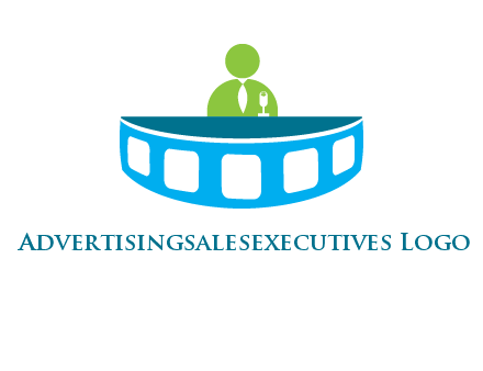 abstract person behind the film reel table logo