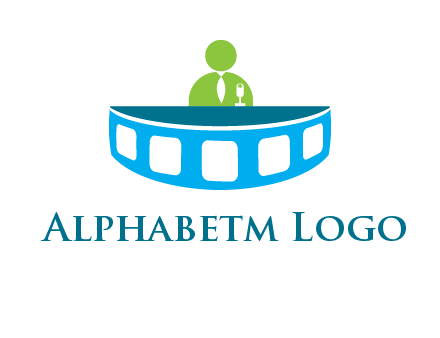 abstract person behind the film reel table logo