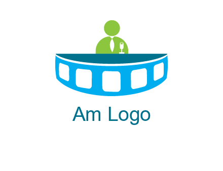 abstract person behind the film reel table logo