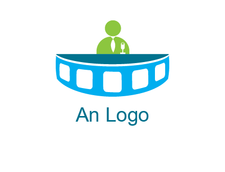 abstract person behind the film reel table logo
