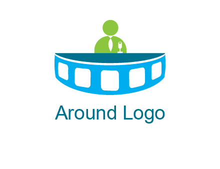 abstract person behind the film reel table logo