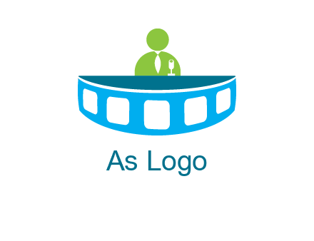 abstract person behind the film reel table logo