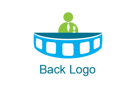 abstract person behind the film reel table logo