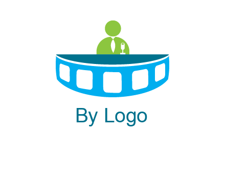 abstract person behind the film reel table logo