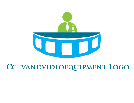 abstract person behind the film reel table logo