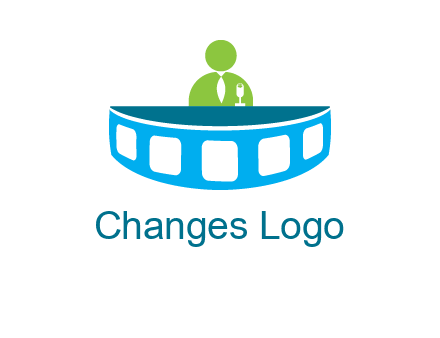 abstract person behind the film reel table logo
