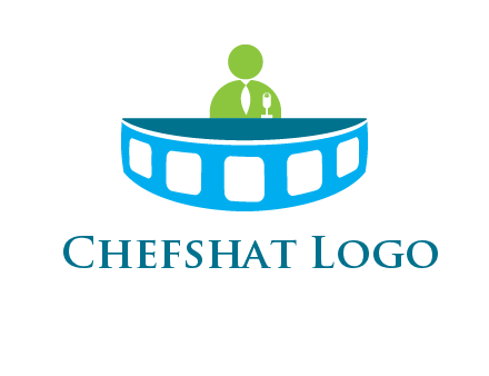 abstract person behind the film reel table logo