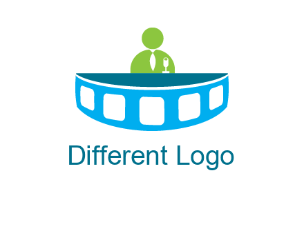abstract person behind the film reel table logo