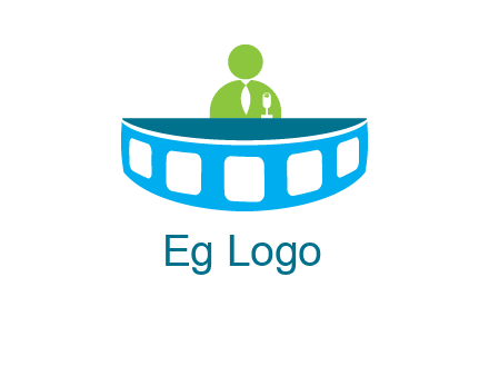 abstract person behind the film reel table logo