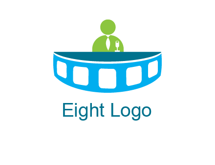 abstract person behind the film reel table logo
