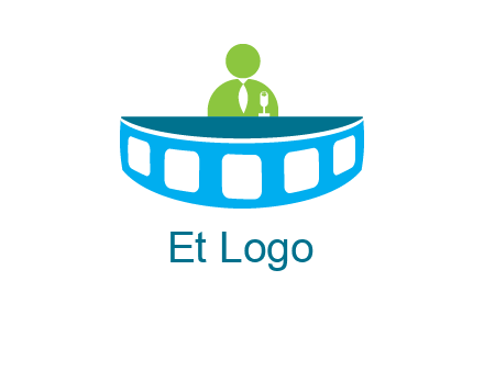 abstract person behind the film reel table logo