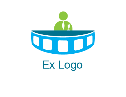 abstract person behind the film reel table logo