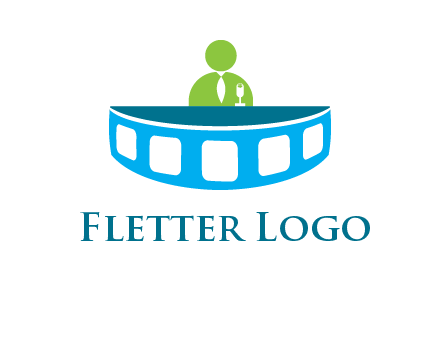 abstract person behind the film reel table logo