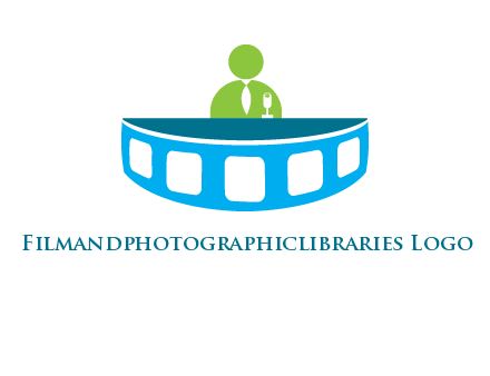 abstract person behind the film reel table logo