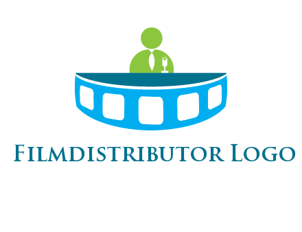 abstract person behind the film reel table logo