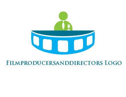 abstract person behind the film reel table logo