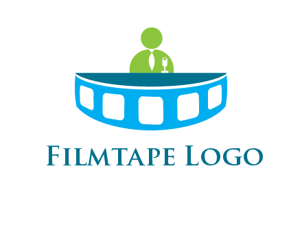 abstract person behind the film reel table logo