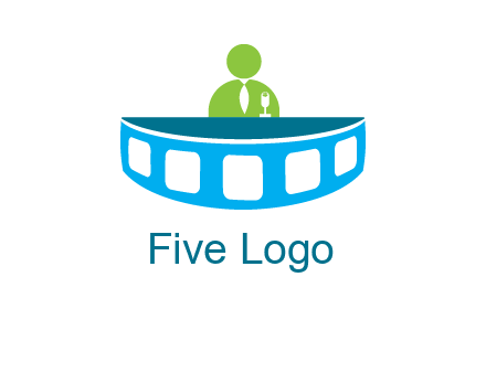 abstract person behind the film reel table logo