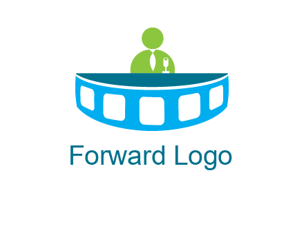 abstract person behind the film reel table logo