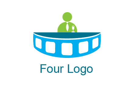 abstract person behind the film reel table logo