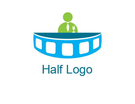 abstract person behind the film reel table logo