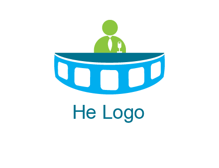 abstract person behind the film reel table logo