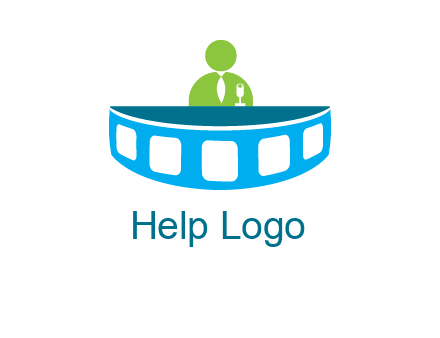 abstract person behind the film reel table logo