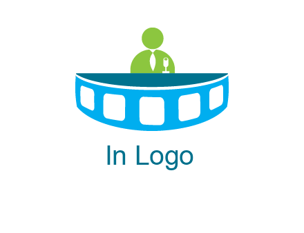 abstract person behind the film reel table logo