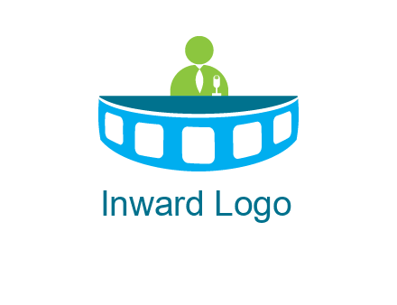 abstract person behind the film reel table logo