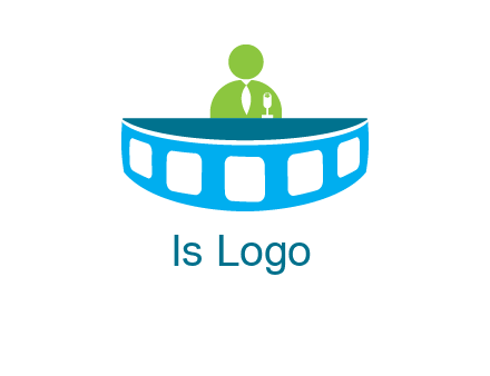 abstract person behind the film reel table logo