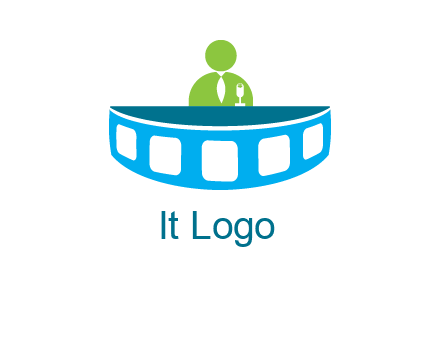 abstract person behind the film reel table logo