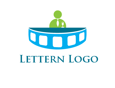 abstract person behind the film reel table logo