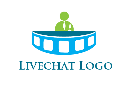 abstract person behind the film reel table logo