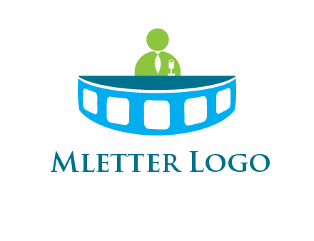 abstract person behind the film reel table logo