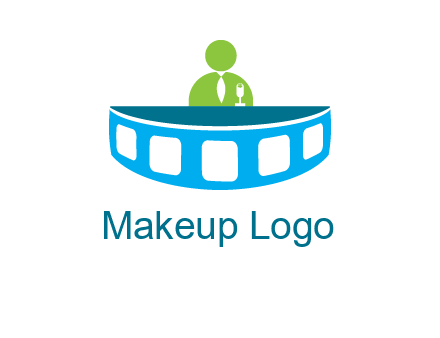 abstract person behind the film reel table logo