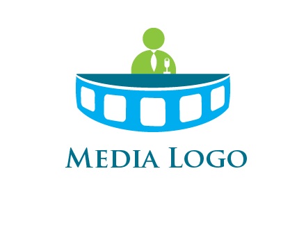 abstract person behind the film reel table logo