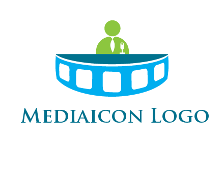 abstract person behind the film reel table logo